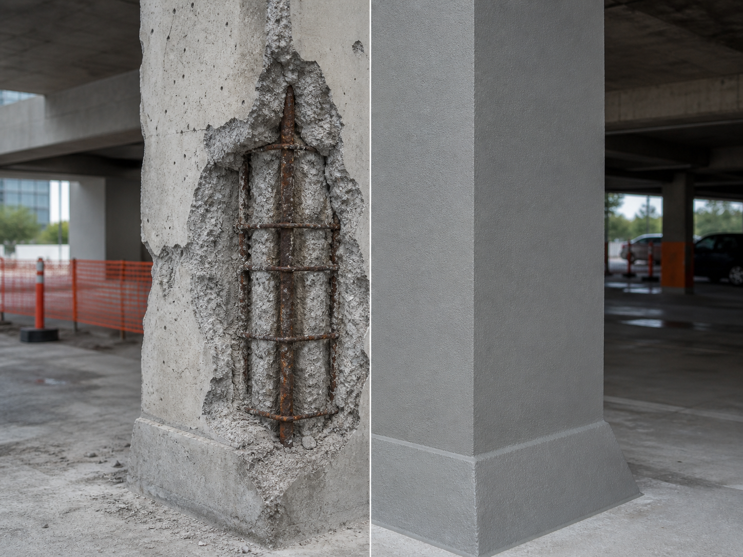 Structural Rehab concrete and steel structure repair visual