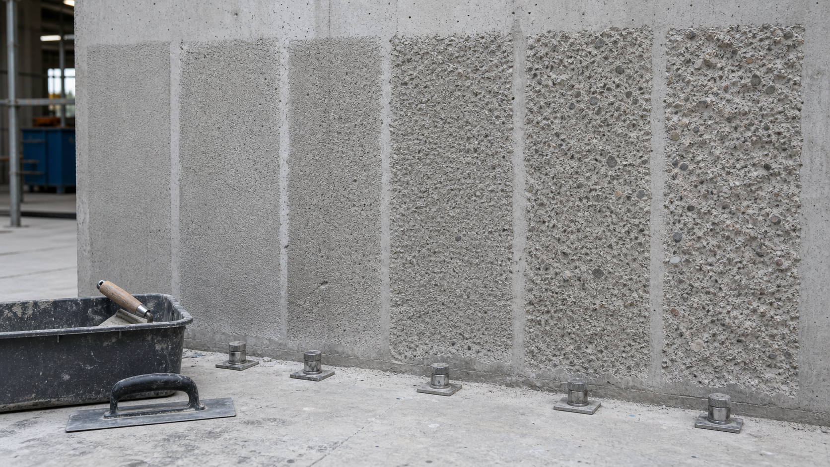 Concrete surface profile preparation zones for repair mortar overlay waterproofing and protective coating bond testing