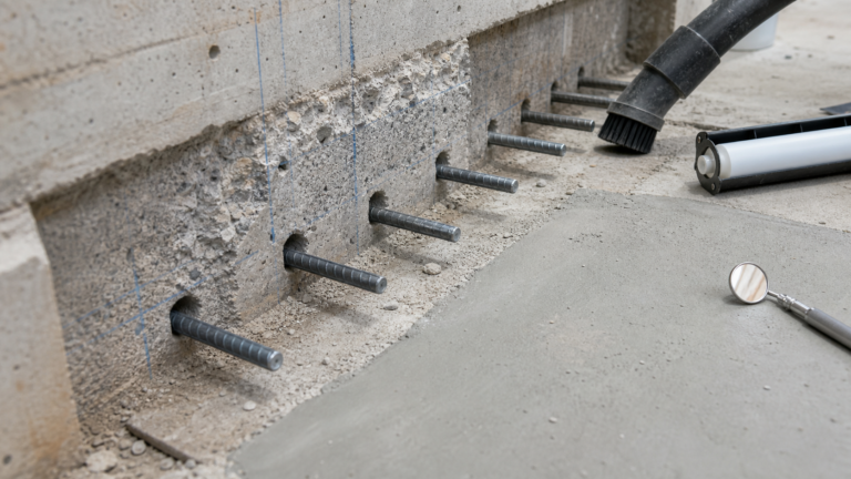 Post-installed reinforcing dowels prepared for a structural concrete repair interface
